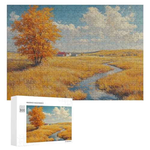 Holz-Puzzle, Herbstlandschaft, schwieriges Puzzle, Erwachsenen-Puzzle, Familienspaß-Spiel-Unterhaltung, geeignet für Erwachsene, 300 Teile von ZDQJY