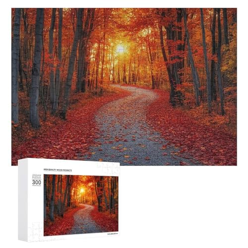 Holz-Puzzle, Herbstlandschaft, schwieriges Puzzle, Erwachsenen-Puzzle, Familienspaß-Spiel-Unterhaltung, geeignet für Erwachsene, 300 Teile von ZDQJY