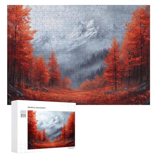 Holz-Puzzle, Herbstlandschaft, schwieriges Puzzle, Erwachsenen-Puzzle, Familienspaß-Spiel-Unterhaltung, geeignet für Erwachsene, 300 Teile von ZDQJY