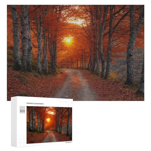 Holz-Puzzle, Herbstlandschaft, schwieriges Puzzle, Erwachsenen-Puzzle, Familienspaß-Spiel-Unterhaltung, geeignet für Erwachsene, 300 Teile von ZDQJY