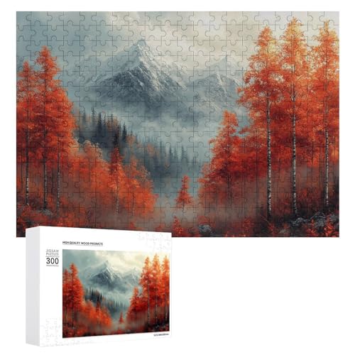 Holz-Puzzle, Herbstlandschaft, schwieriges Puzzle, Erwachsenen-Puzzle, Familienspaß-Spiel-Unterhaltung, geeignet für Erwachsene, 300 Teile von ZDQJY