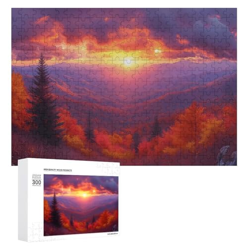 Holz-Puzzle, Herbstlandschaft, schwieriges Puzzle, Erwachsenen-Puzzle, Familienspaß-Spiel-Unterhaltung, geeignet für Erwachsene, 300 Teile von ZDQJY