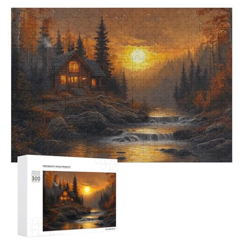 Holz-Puzzle, Herbstlandschaft, schwieriges Puzzle, Erwachsenen-Puzzle, Familienspaß-Spiel-Unterhaltung, geeignet für Erwachsene, 300 Teile von ZDQJY