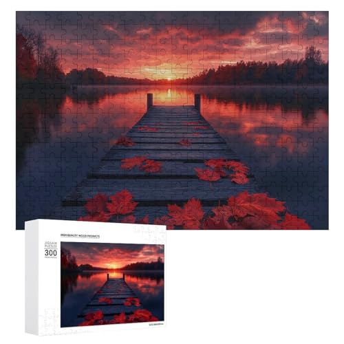 Holz-Puzzle, Herbstlandschaft, schwieriges Puzzle, Erwachsenen-Puzzle, Familienspaß-Spiel-Unterhaltung, geeignet für Erwachsene, 300 Teile von ZDQJY