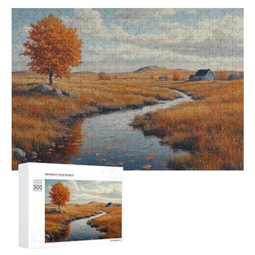 Holz-Puzzle, Herbstlandschaft, schwieriges Puzzle, Erwachsenen-Puzzle, Familienspaß-Spiel-Unterhaltung, geeignet für Erwachsene, 300 Teile von ZDQJY