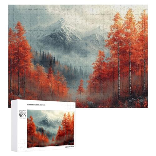 Holz-Puzzle, Herbstlandschaft, schwieriges Puzzle, Erwachsenen-Puzzle, Familienspaß-Spiel-Unterhaltung, geeignet für Erwachsene, 500 Teile von ZDQJY