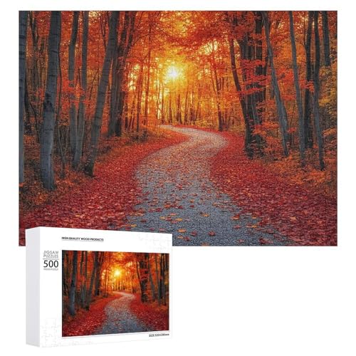 Holz-Puzzle, Herbstlandschaft, schwieriges Puzzle, Erwachsenen-Puzzle, Familienspaß-Spiel-Unterhaltung, geeignet für Erwachsene, 500 Teile von ZDQJY