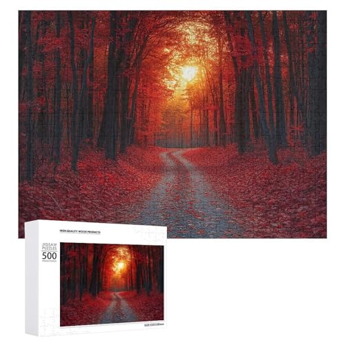 Holz-Puzzle, Herbstlandschaft, schwieriges Puzzle, Erwachsenen-Puzzle, Familienspaß-Spiel-Unterhaltung, geeignet für Erwachsene, 500 Teile von ZDQJY