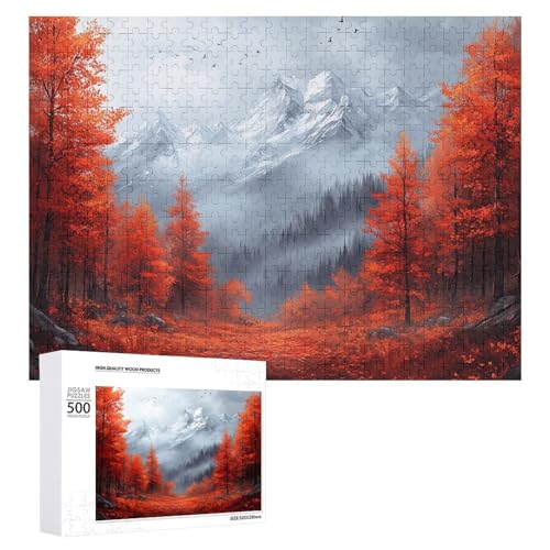 Holz-Puzzle, Herbstlandschaft, schwieriges Puzzle, Erwachsenen-Puzzle, Familienspaß-Spiel-Unterhaltung, geeignet für Erwachsene, 500 Teile von ZDQJY