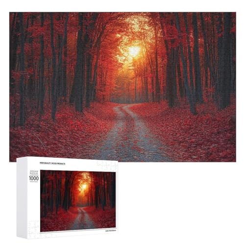 Holzpuzzle mit Herbstlandschaft, schwieriges Puzzle, Erwachsenen-Puzzle, Familienspaß, Spielunterhaltung, geeignet für Erwachsene, 1000 Teile von ZDQJY