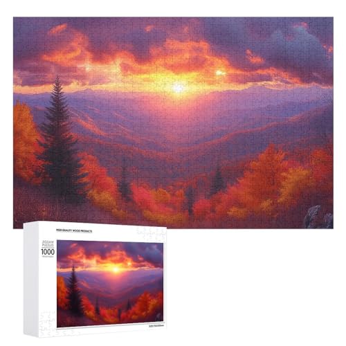 Holzpuzzle mit Herbstlandschaft, schwieriges Puzzle, Erwachsenen-Puzzle, Familienspaß, Spielunterhaltung, geeignet für Erwachsene, 1000 Teile von ZDQJY