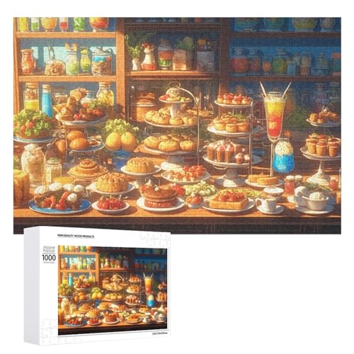 Holzpuzzle mit köstlichem Lebensmittelthema, Erwachsenen-Puzzle, Familienspaß-Spiel-Unterhaltung, geeignet für Erwachsene, 1000 Teile von ZDQJY