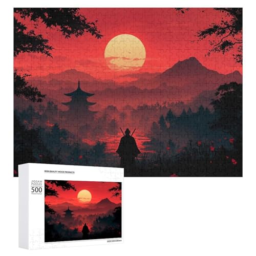 Japanisches Samurai-Holz-Puzzle, Erwachsenen-Puzzle, Familienspaß-Spiel-Unterhaltung, geeignet für Erwachsene, 500 Teile von ZDQJY