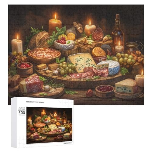 Köstliches Holzpuzzle mit Lebensmittelthema, Erwachsenen-Puzzle, Familienspaß-Spiel-Unterhaltung, geeignet für Erwachsene, 500 Teile von ZDQJY