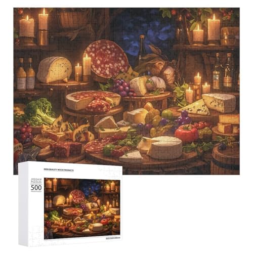 Köstliches Holzpuzzle mit Lebensmittelthema, Erwachsenen-Puzzle, Familienspaß-Spiel-Unterhaltung, geeignet für Erwachsene, 500 Teile von ZDQJY