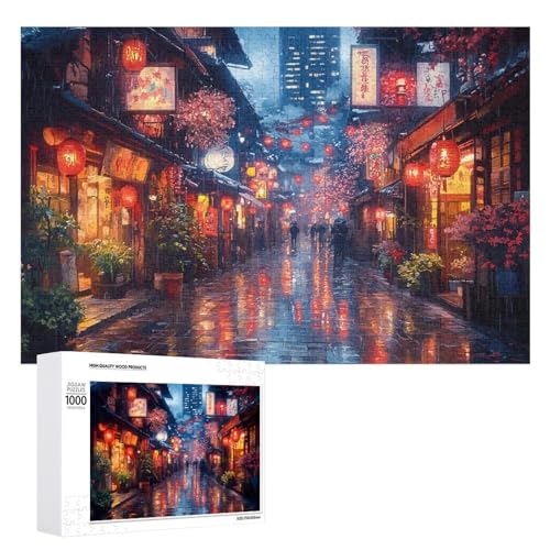 Schwieriges Holzpuzzle im japanischen Stil, Landschaft, Erwachsenen-Puzzle, Familienspaß-Spiel-Unterhaltung, geeignet für Erwachsene, 1000 Teile von ZDQJY