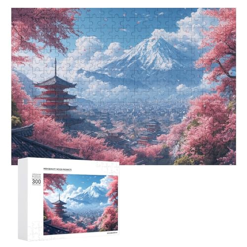 Schwieriges Holzpuzzle im japanischen Stil, Landschaft, Erwachsenen-Puzzle, Familienspaß-Spiel-Unterhaltung, geeignet für Erwachsene, 300 Teile von ZDQJY