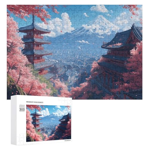 Schwieriges Holzpuzzle im japanischen Stil, Landschaft, Erwachsenen-Puzzle, Familienspaß-Spiel-Unterhaltung, geeignet für Erwachsene, 300 Teile von ZDQJY