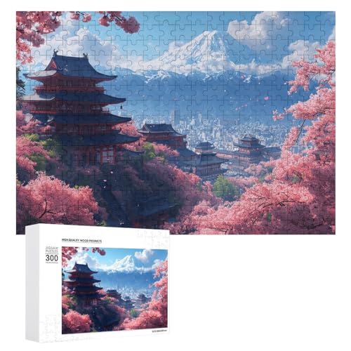 Schwieriges Holzpuzzle im japanischen Stil, Landschaft, Erwachsenen-Puzzle, Familienspaß-Spiel-Unterhaltung, geeignet für Erwachsene, 300 Teile von ZDQJY