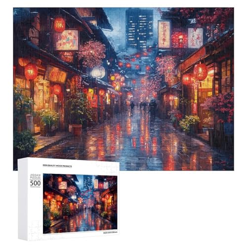 Schwieriges Holzpuzzle im japanischen Stil, Landschaft, Erwachsenen-Puzzle, Familienspaß-Spiel-Unterhaltung, geeignet für Erwachsene, 500 Teile von ZDQJY