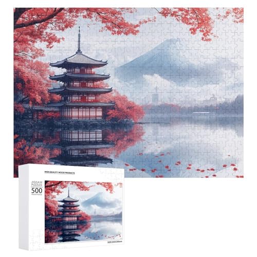 Schwieriges Holzpuzzle im japanischen Stil, Landschaft, Erwachsenen-Puzzle, Familienspaß-Spiel-Unterhaltung, geeignet für Erwachsene, 500 Teile von ZDQJY