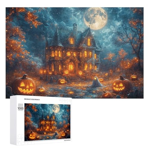 Schwieriges Holzpuzzle mit Halloween-Thema, Erwachsenen-Puzzle, Familienspaß-Spiel-Unterhaltung, geeignet für Erwachsene, 1000 Teile von ZDQJY