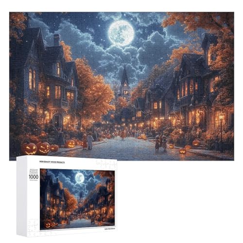 Schwieriges Holzpuzzle mit Halloween-Thema, Erwachsenen-Puzzle, Familienspaß-Spiel-Unterhaltung, geeignet für Erwachsene, 1000 Teile von ZDQJY