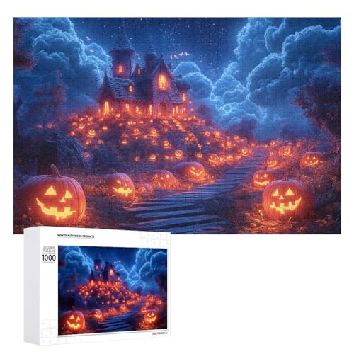 Schwieriges Holzpuzzle mit Halloween-Thema, Erwachsenen-Puzzle, Familienspaß-Spiel-Unterhaltung, geeignet für Erwachsene, 1000 Teile von ZDQJY