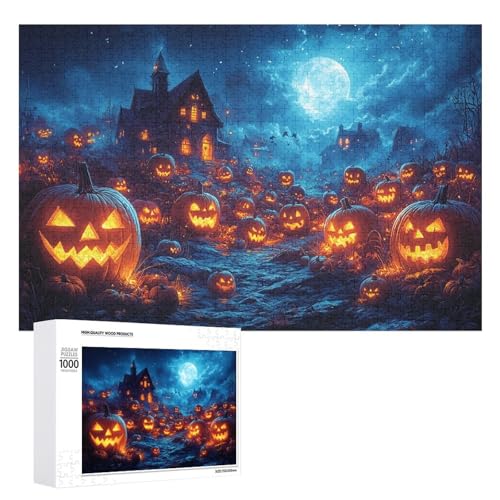 Schwieriges Holzpuzzle mit Halloween-Thema, Erwachsenen-Puzzle, Familienspaß-Spiel-Unterhaltung, geeignet für Erwachsene, 1000 Teile von ZDQJY