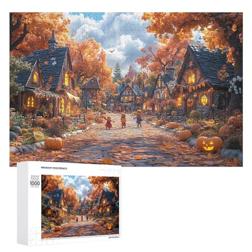 Schwieriges Holzpuzzle mit Halloween-Thema, Erwachsenen-Puzzle, Familienspaß-Spiel-Unterhaltung, geeignet für Erwachsene, 1000 Teile von ZDQJY