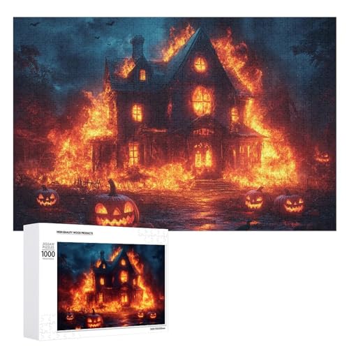 Schwieriges Holzpuzzle mit Halloween-Thema, Erwachsenen-Puzzle, Familienspaß-Spiel-Unterhaltung, geeignet für Erwachsene, 1000 Teile von ZDQJY