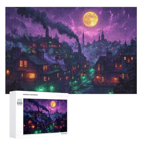 Schwieriges Holzpuzzle mit Halloween-Thema, Erwachsenen-Puzzle, Familienspaß-Spiel-Unterhaltung, geeignet für Erwachsene, 1000 Teile von ZDQJY