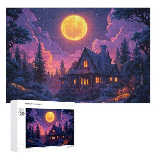 Schwieriges Holzpuzzle mit Halloween-Thema, Erwachsenen-Puzzle, Familienspaß-Spiel-Unterhaltung, geeignet für Erwachsene, 1000 Teile von ZDQJY