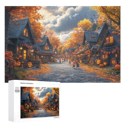 Schwieriges Holzpuzzle mit Halloween-Thema, Erwachsenen-Puzzle, Familienspaß-Spiel-Unterhaltung, geeignet für Erwachsene, 1000 Teile von ZDQJY