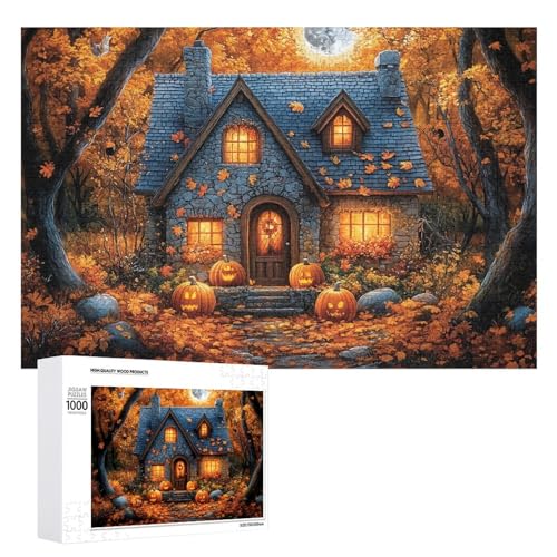 Schwieriges Holzpuzzle mit Halloween-Thema, Erwachsenen-Puzzle, Familienspaß-Spiel-Unterhaltung, geeignet für Erwachsene, 1000 Teile von ZDQJY