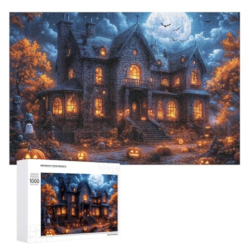 Schwieriges Holzpuzzle mit Halloween-Thema, Erwachsenen-Puzzle, Familienspaß-Spiel-Unterhaltung, geeignet für Erwachsene, 1000 Teile von ZDQJY