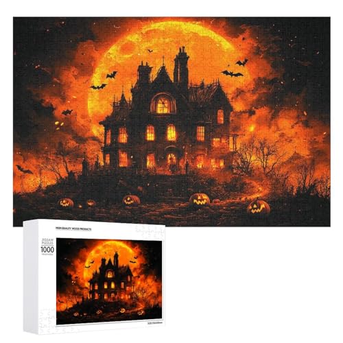 Schwieriges Holzpuzzle mit Halloween-Thema, Erwachsenen-Puzzle, Familienspaß-Spiel-Unterhaltung, geeignet für Erwachsene, 1000 Teile von ZDQJY