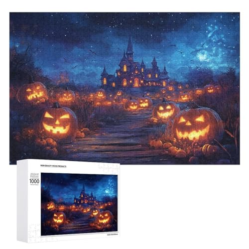 Schwieriges Holzpuzzle mit Halloween-Thema, Erwachsenen-Puzzle, Familienspaß-Spiel-Unterhaltung, geeignet für Erwachsene, 1000 Teile von ZDQJY