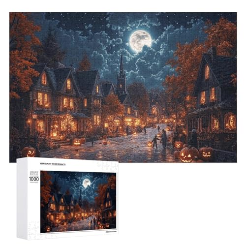 Schwieriges Holzpuzzle mit Halloween-Thema, Erwachsenen-Puzzle, Familienspaß-Spiel-Unterhaltung, geeignet für Erwachsene, 1000 Teile von ZDQJY