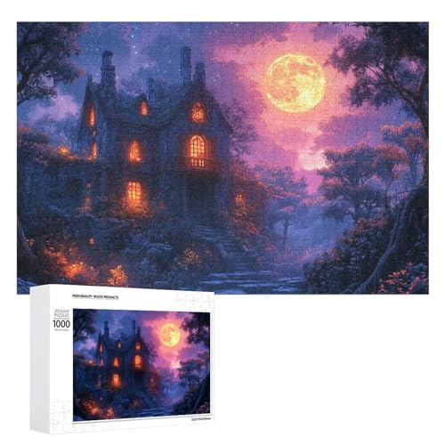 Schwieriges Holzpuzzle mit Halloween-Thema, Erwachsenen-Puzzle, Familienspaß-Spiel-Unterhaltung, geeignet für Erwachsene, 1000 Teile von ZDQJY