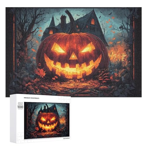 Schwieriges Holzpuzzle mit Halloween-Thema, Erwachsenen-Puzzle, Familienspaß-Spiel-Unterhaltung, geeignet für Erwachsene, 1000 Teile von ZDQJY