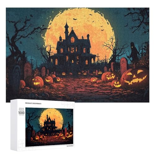 Schwieriges Holzpuzzle mit Halloween-Thema, Erwachsenen-Puzzle, Familienspaß-Spiel-Unterhaltung, geeignet für Erwachsene, 1000 Teile von ZDQJY