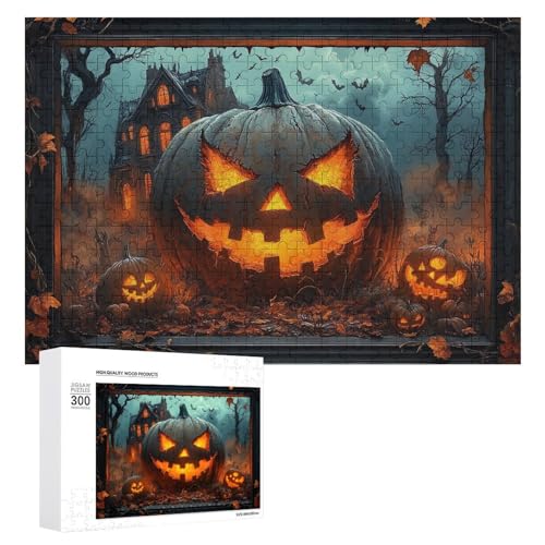 Schwieriges Holzpuzzle mit Halloween-Thema, Erwachsenen-Puzzle, Familienspaß-Spiel-Unterhaltung, geeignet für Erwachsene, 300 Teile von ZDQJY