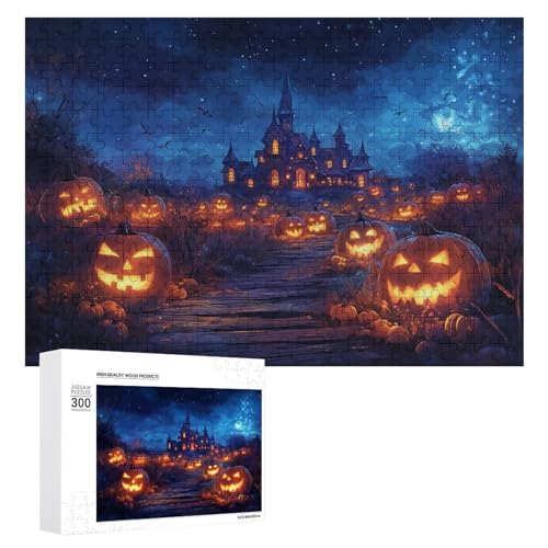 Schwieriges Holzpuzzle mit Halloween-Thema, Erwachsenen-Puzzle, Familienspaß-Spiel-Unterhaltung, geeignet für Erwachsene, 300 Teile von ZDQJY