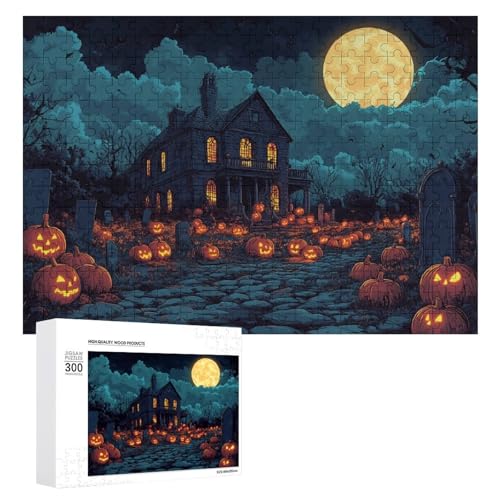 Schwieriges Holzpuzzle mit Halloween-Thema, Erwachsenen-Puzzle, Familienspaß-Spiel-Unterhaltung, geeignet für Erwachsene, 300 Teile von ZDQJY