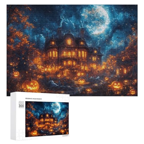 Schwieriges Holzpuzzle mit Halloween-Thema, Erwachsenen-Puzzle, Familienspaß-Spiel-Unterhaltung, geeignet für Erwachsene, 300 Teile von ZDQJY