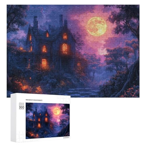 Schwieriges Holzpuzzle mit Halloween-Thema, Erwachsenen-Puzzle, Familienspaß-Spiel-Unterhaltung, geeignet für Erwachsene, 300 Teile von ZDQJY