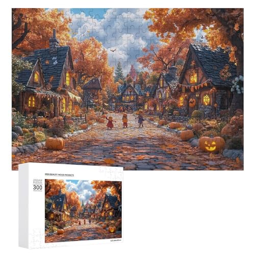 Schwieriges Holzpuzzle mit Halloween-Thema, Erwachsenen-Puzzle, Familienspaß-Spiel-Unterhaltung, geeignet für Erwachsene, 300 Teile von ZDQJY