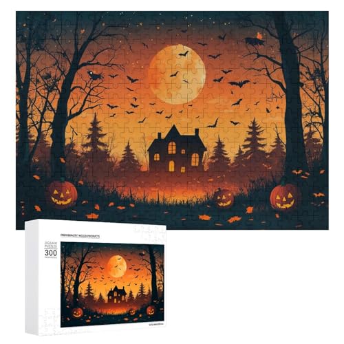 Schwieriges Holzpuzzle mit Halloween-Thema, Erwachsenen-Puzzle, Familienspaß-Spiel-Unterhaltung, geeignet für Erwachsene, 300 Teile von ZDQJY