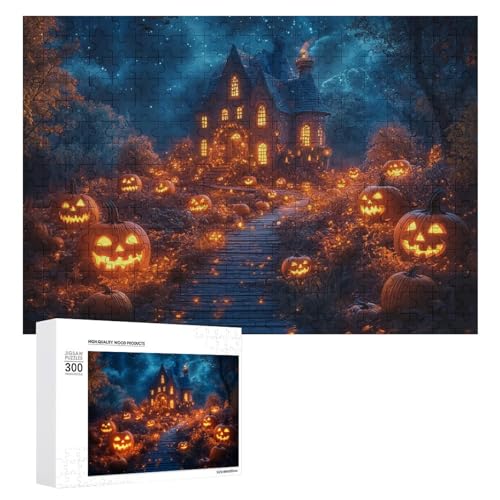 Schwieriges Holzpuzzle mit Halloween-Thema, Erwachsenen-Puzzle, Familienspaß-Spiel-Unterhaltung, geeignet für Erwachsene, 300 Teile von ZDQJY